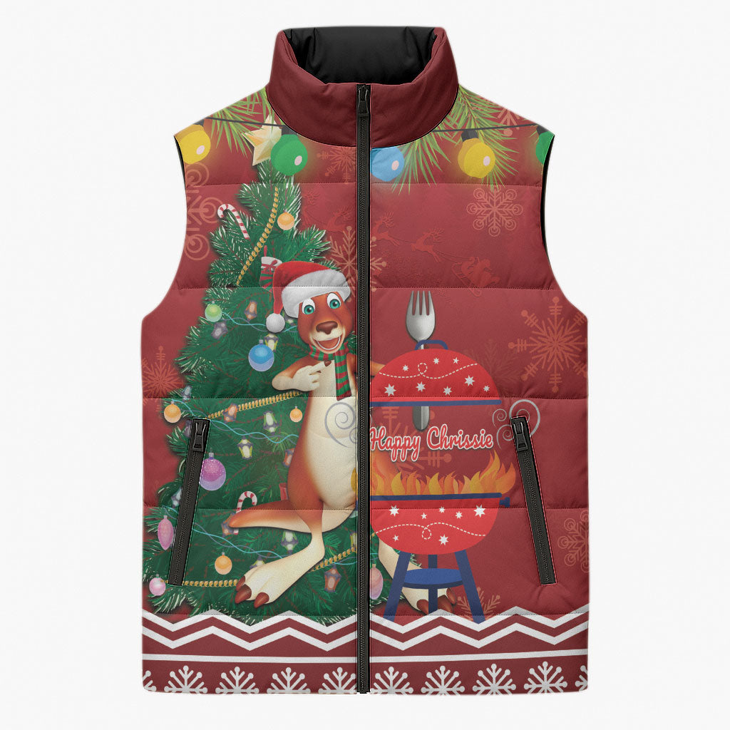 Australia Christmas In July Sleeveless Puffer Jacket Happy Chrissie Kangaroo Barbie