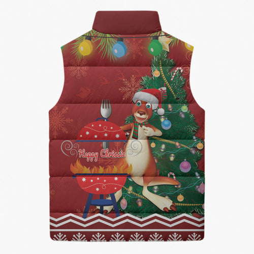 Australia Christmas In July Sleeveless Puffer Jacket Happy Chrissie Kangaroo Barbie