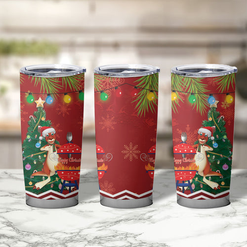 Australia Christmas In July Tumbler Cup Happy Chrissie Kangaroo Barbie