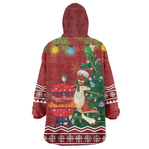 Australia Christmas In July Wearable Blanket Hoodie Happy Chrissie Kangaroo Barbie