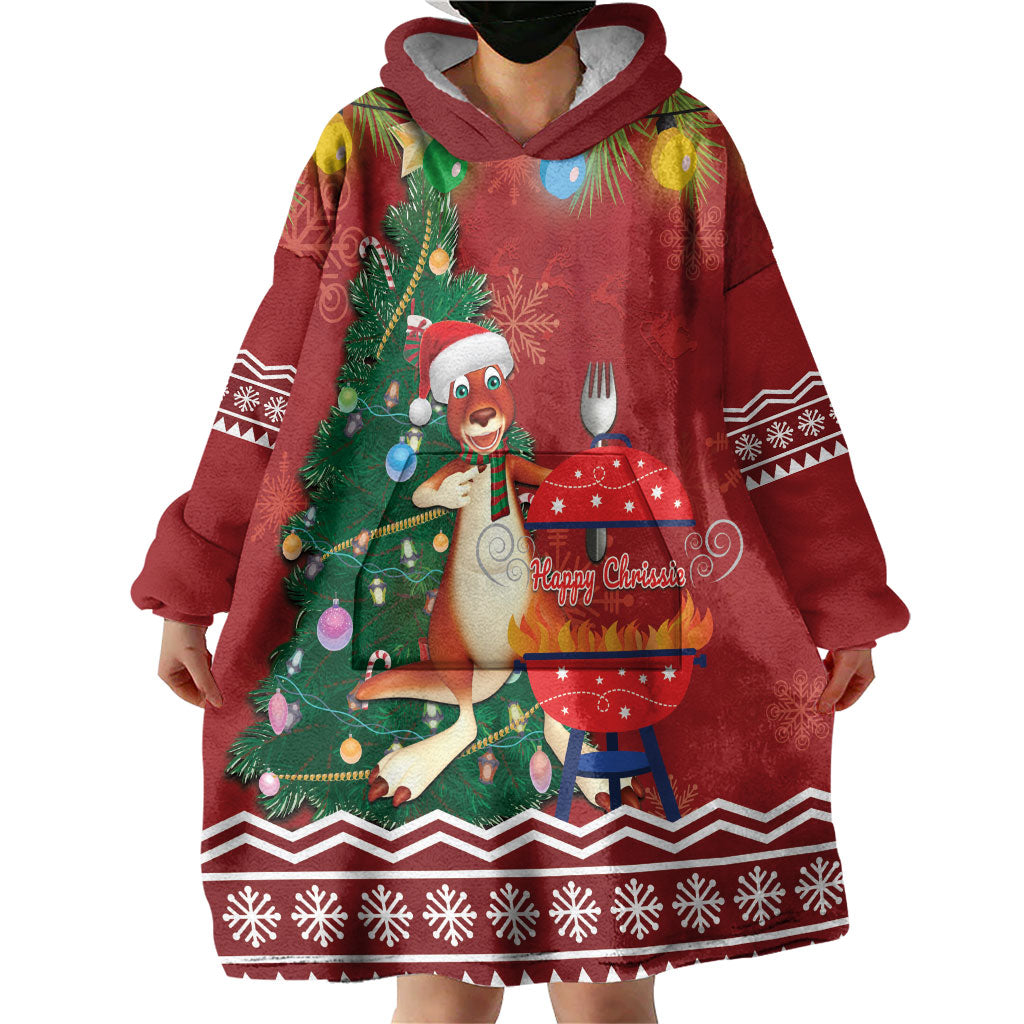 Australia Christmas In July Wearable Blanket Hoodie Happy Chrissie Kangaroo Barbie