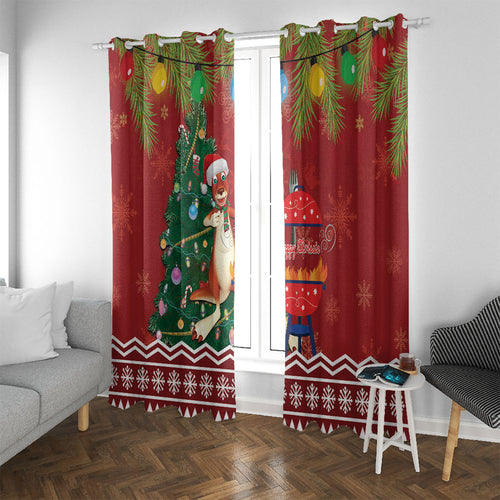 Australia Christmas In July Window Curtain Happy Chrissie Kangaroo Barbie