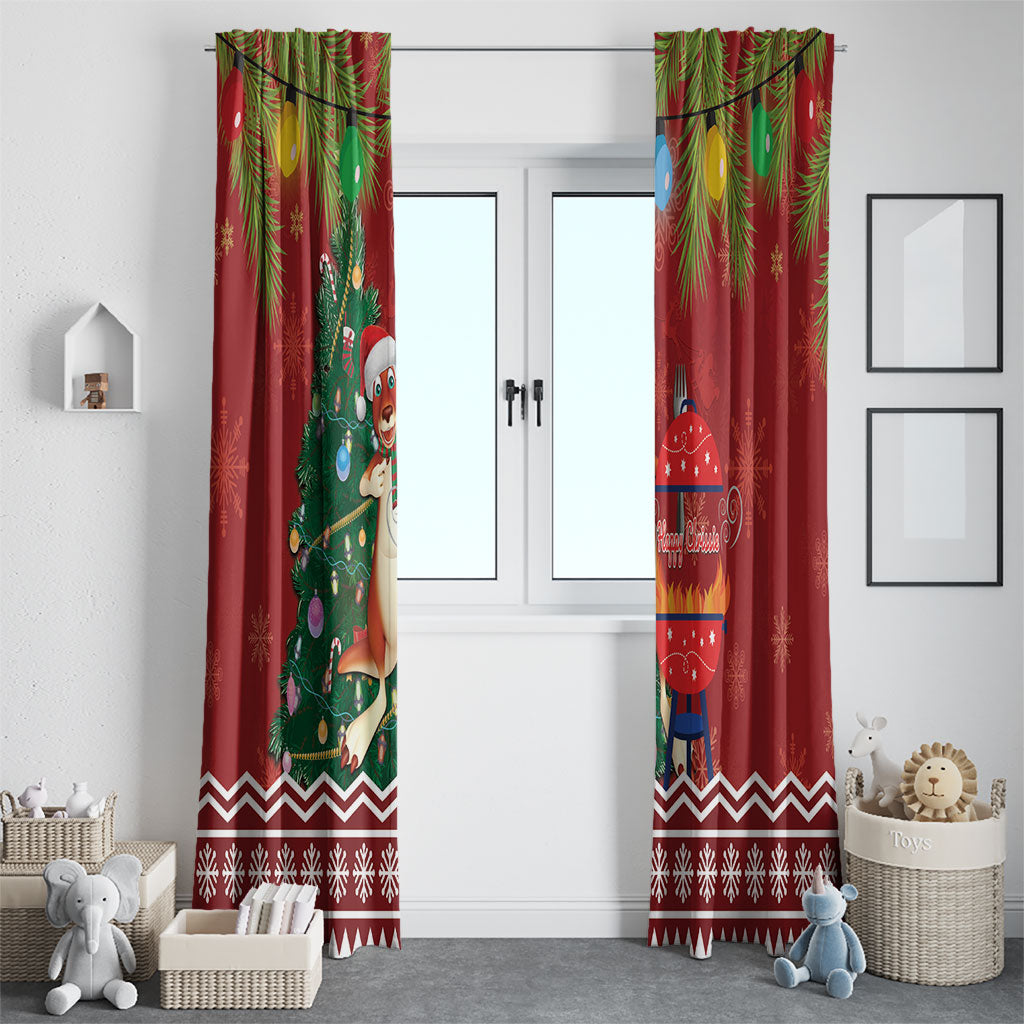 Australia Christmas In July Window Curtain Happy Chrissie Kangaroo Barbie