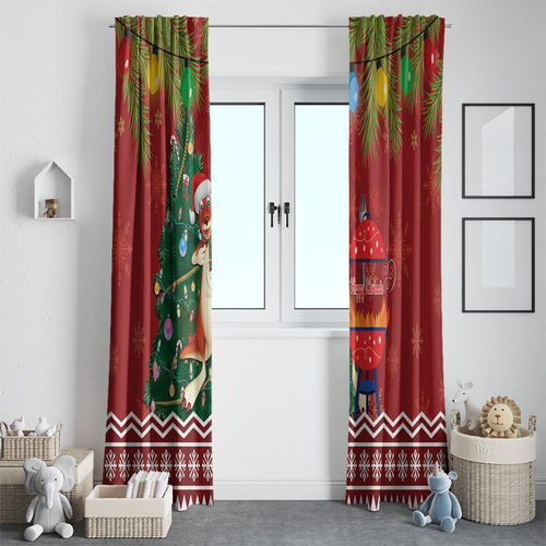 Australia Christmas In July Window Curtain Happy Chrissie Kangaroo Barbie