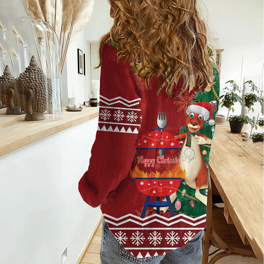 Australia Christmas In July Women Casual Shirt Happy Chrissie Kangaroo Barbie