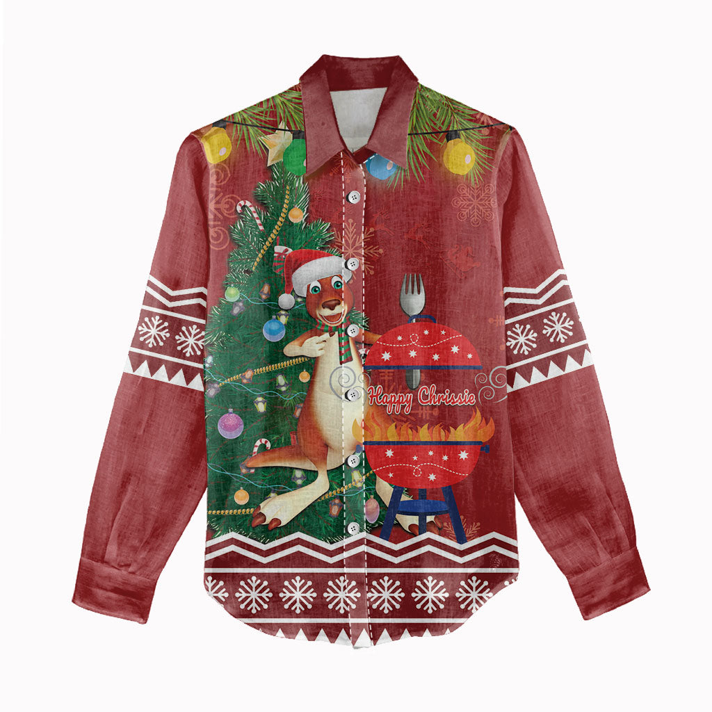 Australia Christmas In July Women Casual Shirt Happy Chrissie Kangaroo Barbie