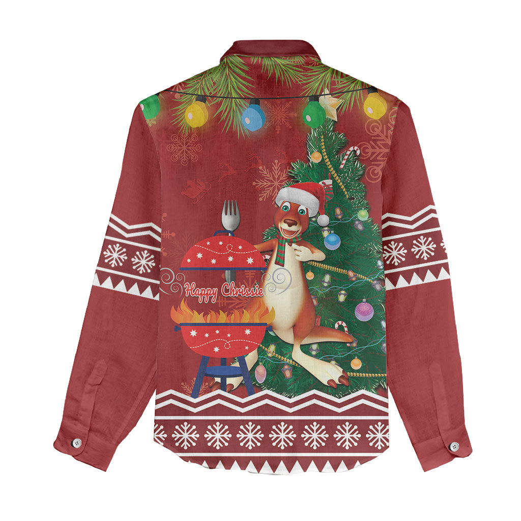 Australia Christmas In July Women Casual Shirt Happy Chrissie Kangaroo Barbie
