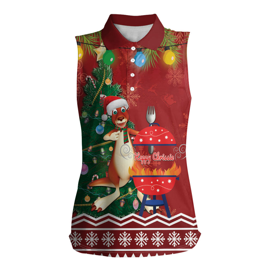 Australia Christmas In July Women Sleeveless Polo Shirt Happy Chrissie Kangaroo Barbie