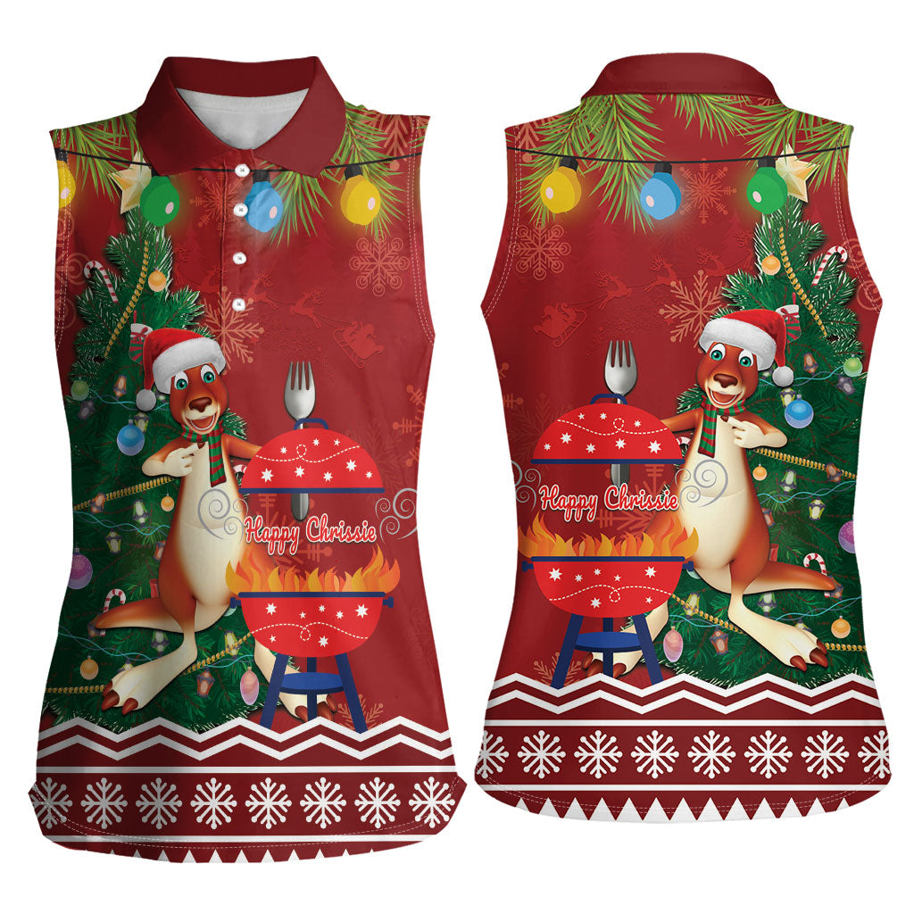 Australia Christmas In July Women Sleeveless Polo Shirt Happy Chrissie Kangaroo Barbie