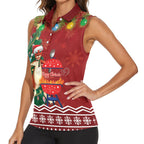 Australia Christmas In July Women Sleeveless Polo Shirt Happy Chrissie Kangaroo Barbie