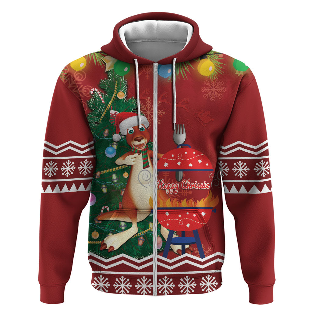 Australia Christmas In July Zip Hoodie Happy Chrissie Kangaroo Barbie