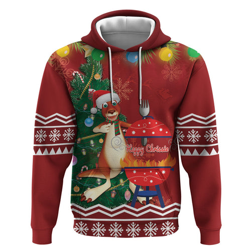 Australia Christmas In July Zip Hoodie Happy Chrissie Kangaroo Barbie