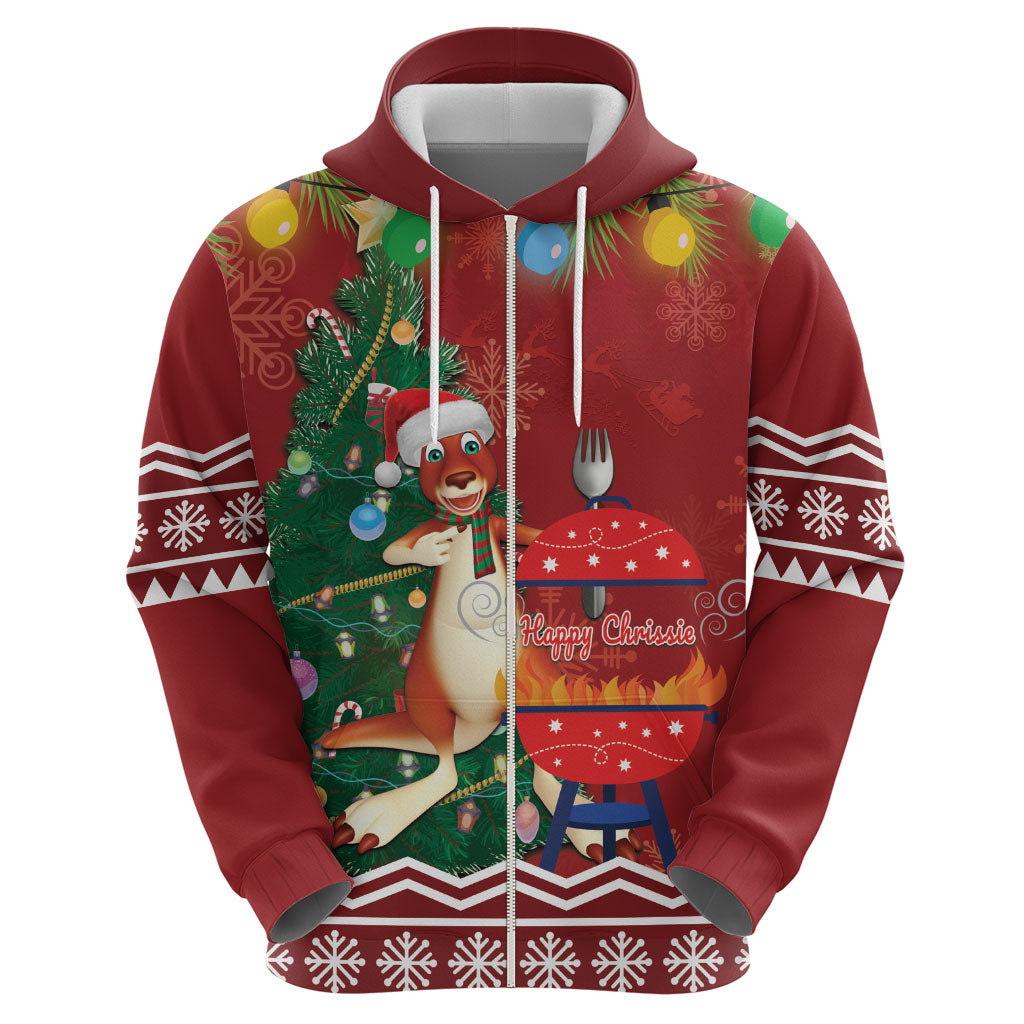 Australia Christmas In July Zip Hoodie Happy Chrissie Kangaroo Barbie