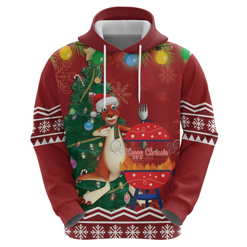 Australia Christmas In July Zip Hoodie Happy Chrissie Kangaroo Barbie