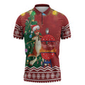 Australia Christmas In July Zipper Polo Shirt Happy Chrissie Kangaroo Barbie