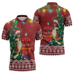 Australia Christmas In July Zipper Polo Shirt Happy Chrissie Kangaroo Barbie