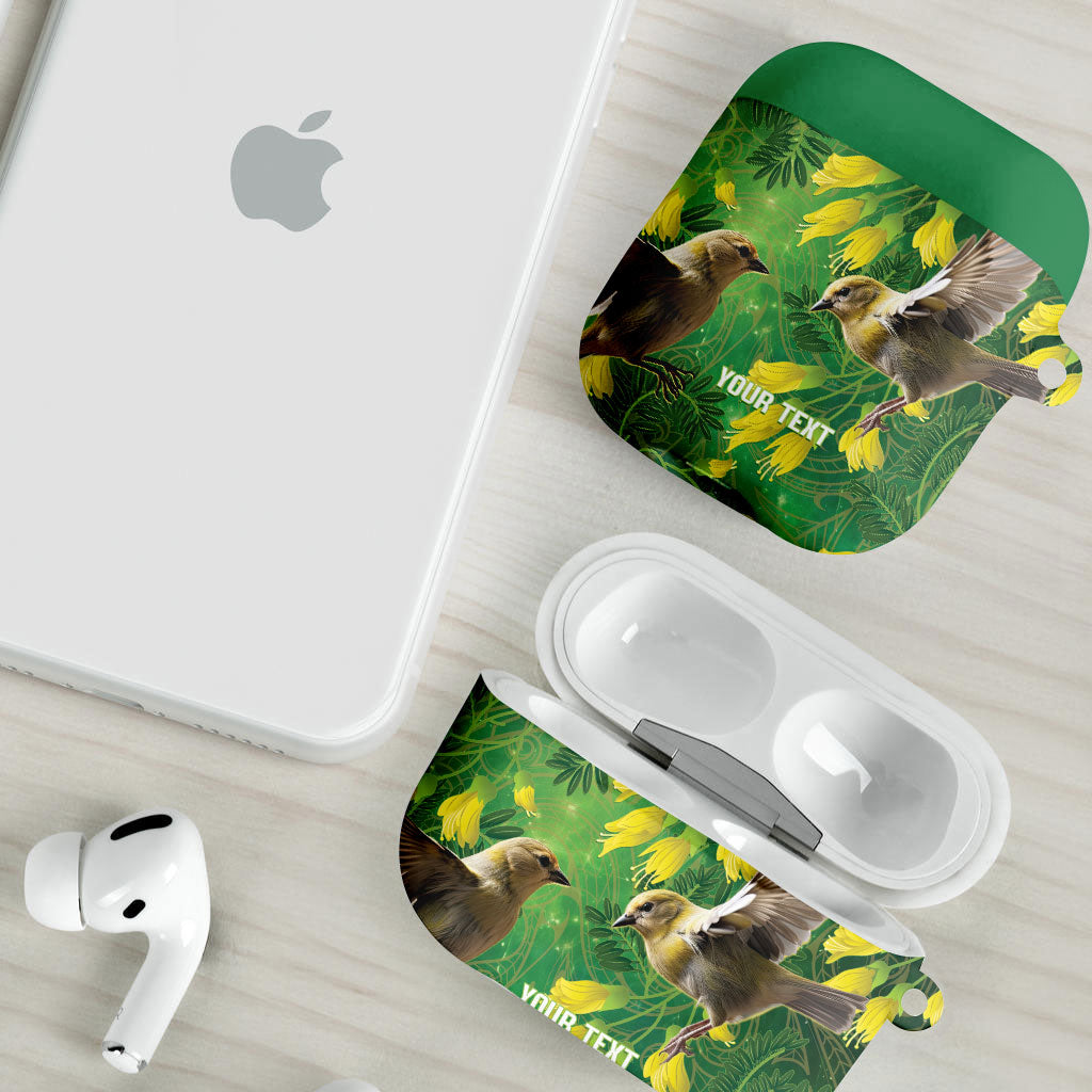 Bellbird New Zealand Personalised AirPods Case Kowhai Flower Maori Pattern