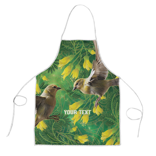 Bellbird New Zealand Personalised Apron Kowhai Flower Maori Pattern