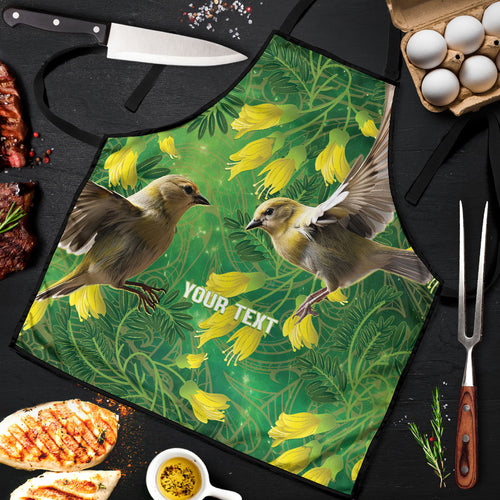 Bellbird New Zealand Personalised Apron Kowhai Flower Maori Pattern