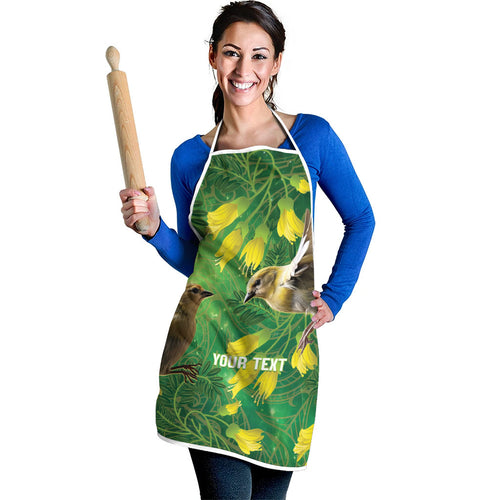 Bellbird New Zealand Personalised Apron Kowhai Flower Maori Pattern