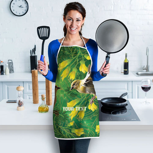 Bellbird New Zealand Personalised Apron Kowhai Flower Maori Pattern