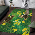Bellbird New Zealand Personalised Area Rug Kowhai Flower Maori Pattern