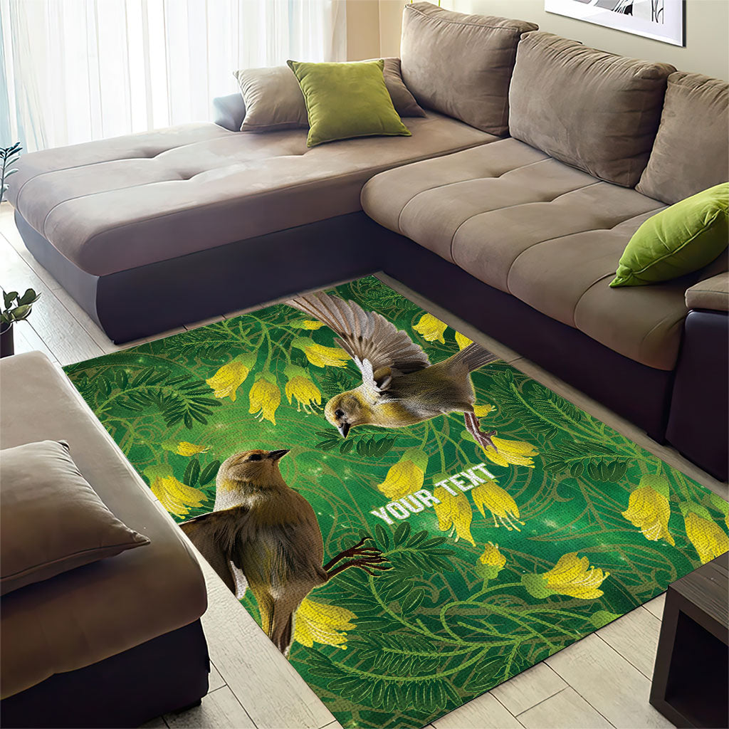 Bellbird New Zealand Personalised Area Rug Kowhai Flower Maori Pattern