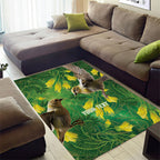 Bellbird New Zealand Personalised Area Rug Kowhai Flower Maori Pattern