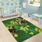 Bellbird New Zealand Personalised Area Rug Kowhai Flower Maori Pattern