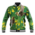 Bellbird New Zealand Personalised Baseball Jacket Kowhai Flower Maori Pattern