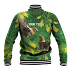 Bellbird New Zealand Personalised Baseball Jacket Kowhai Flower Maori Pattern