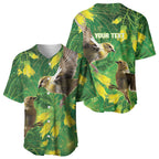 Bellbird New Zealand Personalised Baseball Jersey Kowhai Flower Maori Pattern