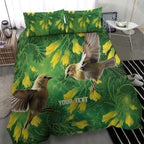 Bellbird New Zealand Personalised Bedding Set Kowhai Flower Maori Pattern