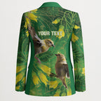Bellbird New Zealand Personalised Blazer Kowhai Flower Maori Pattern