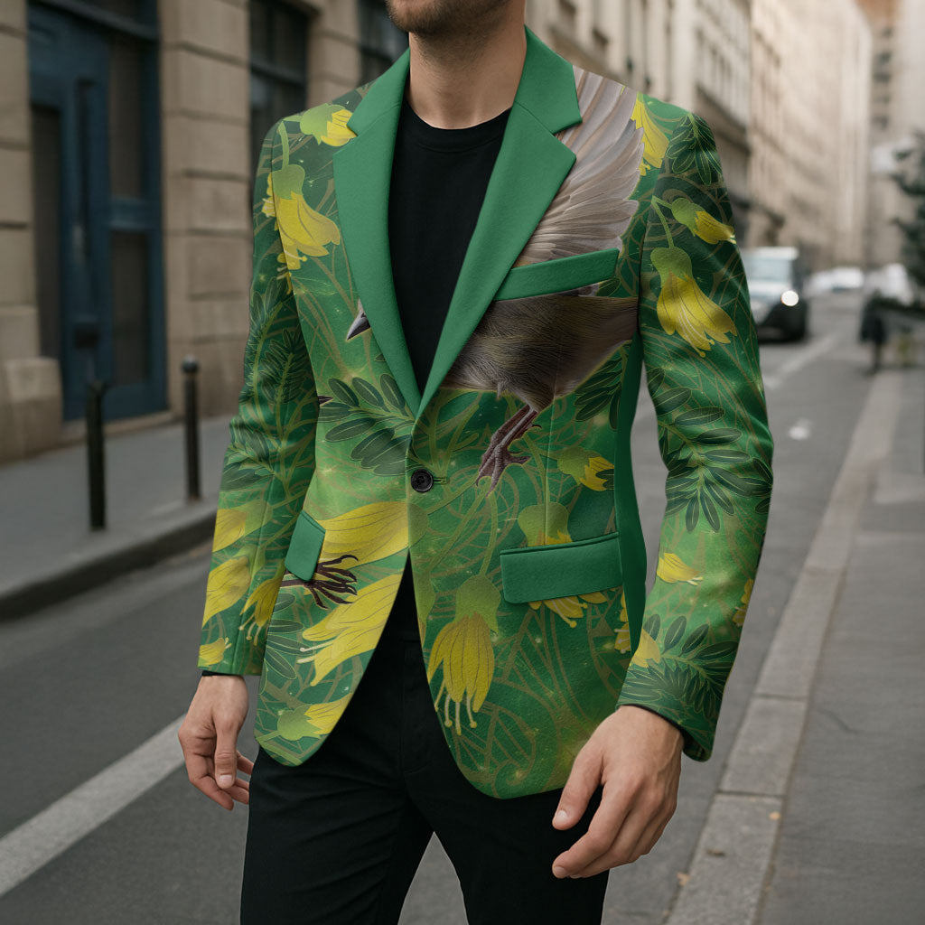 Bellbird New Zealand Personalised Blazer Kowhai Flower Maori Pattern
