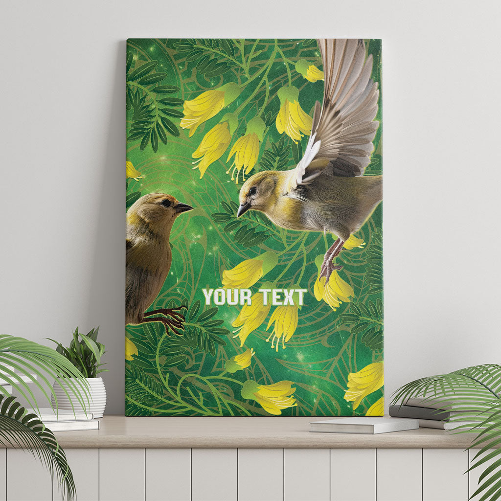 Bellbird New Zealand Personalised Canvas Wall Art Kowhai Flower Maori Pattern