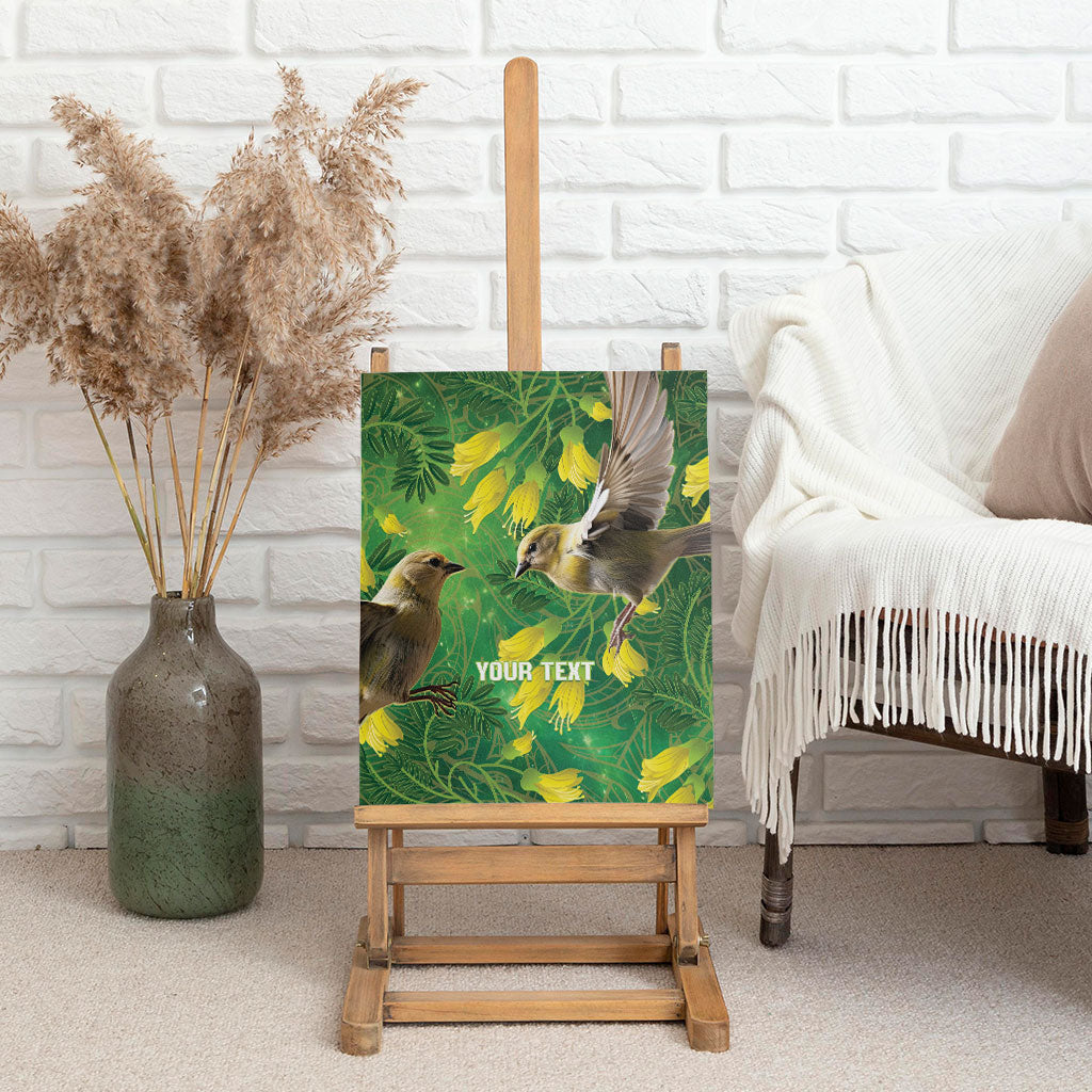 Bellbird New Zealand Personalised Canvas Wall Art Kowhai Flower Maori Pattern