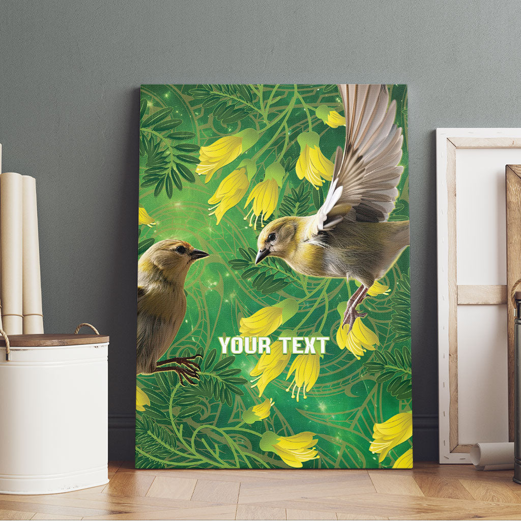Bellbird New Zealand Personalised Canvas Wall Art Kowhai Flower Maori Pattern