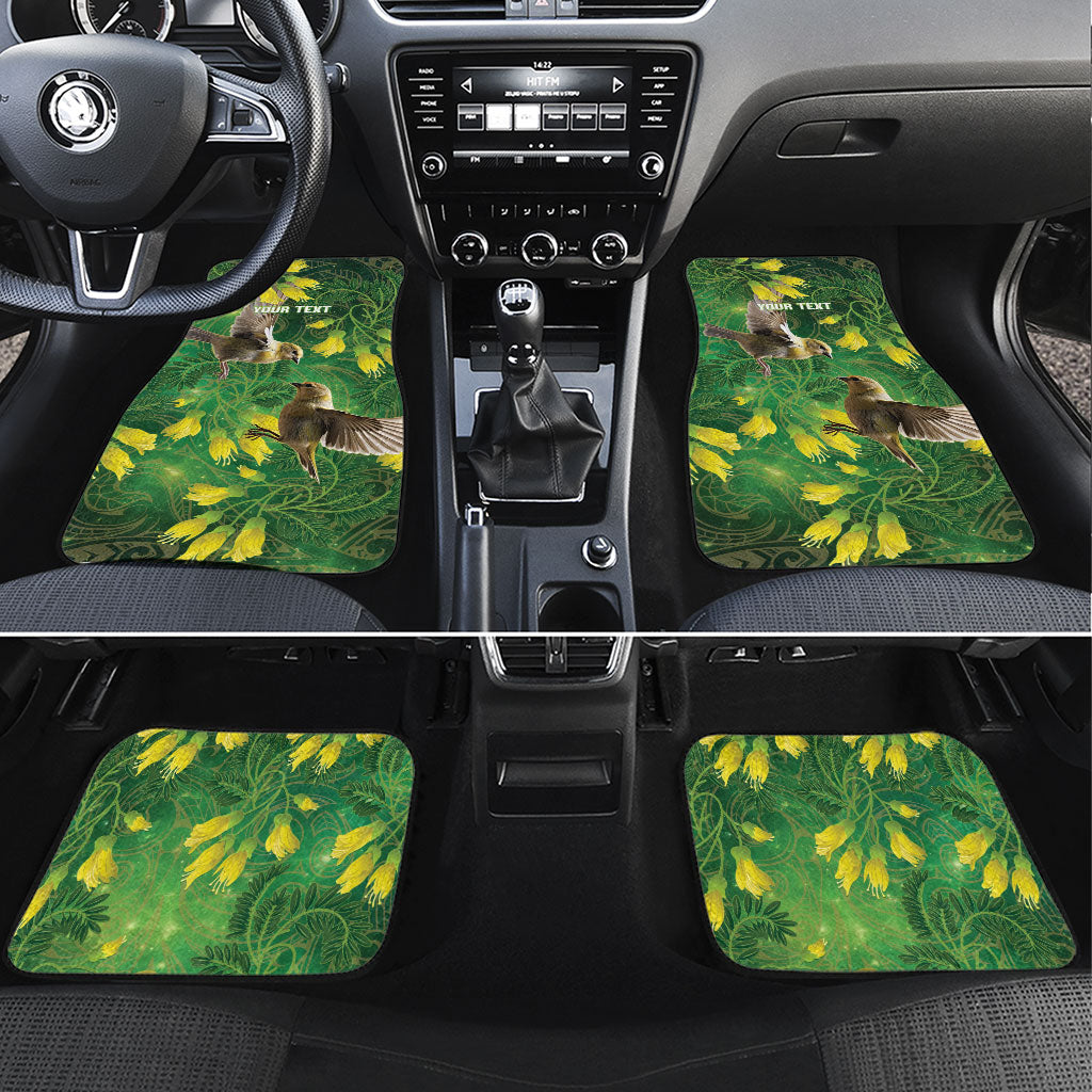 Bellbird New Zealand Personalised Car Mats Kowhai Flower Maori Pattern