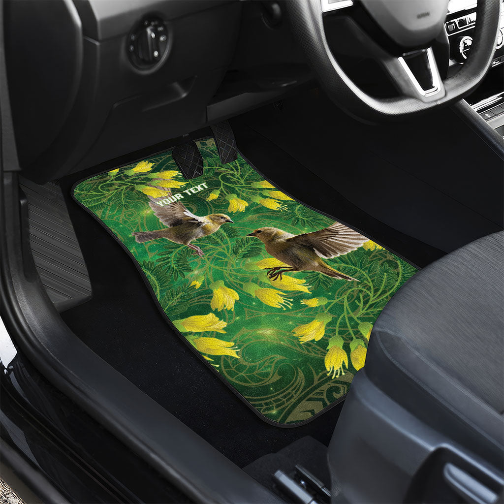 Bellbird New Zealand Personalised Car Mats Kowhai Flower Maori Pattern
