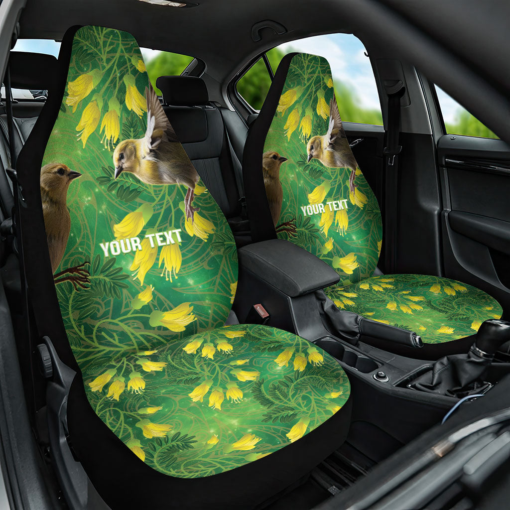 Bellbird New Zealand Personalised Car Seat Cover Kowhai Flower Maori Pattern