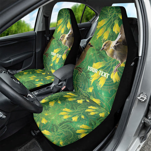 Bellbird New Zealand Personalised Car Seat Cover Kowhai Flower Maori Pattern