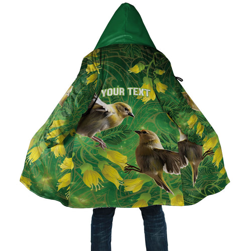 Bellbird New Zealand Personalised Cloak Kowhai Flower Maori Pattern