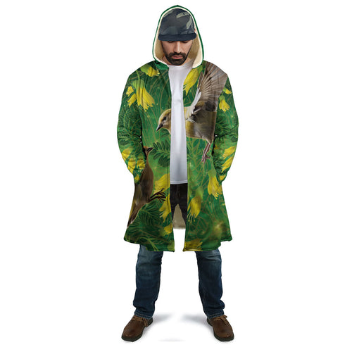Bellbird New Zealand Personalised Cloak Kowhai Flower Maori Pattern
