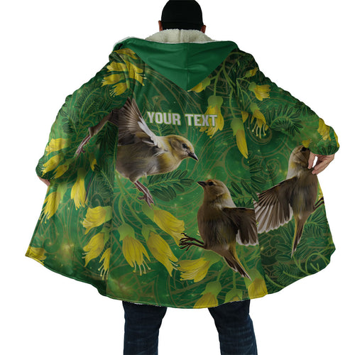 Bellbird New Zealand Personalised Cloak Kowhai Flower Maori Pattern