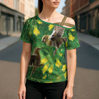 Bellbird New Zealand Personalised Cross Shoulder Shirt Kowhai Flower Maori Pattern