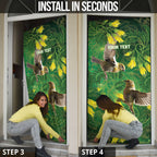 Bellbird New Zealand Personalised Door Cover Kowhai Flower Maori Pattern
