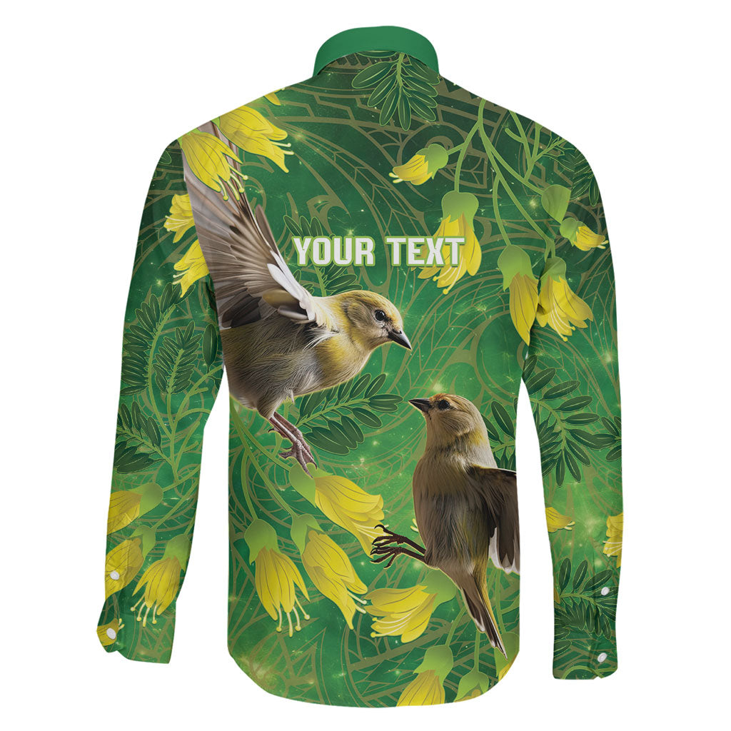 Bellbird New Zealand Personalised Family Matching Off The Shoulder Long Sleeve Dress and Hawaiian Shirt Kowhai Flower Maori Pattern