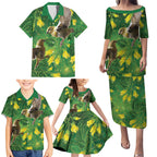 Bellbird New Zealand Personalised Family Matching Puletasi and Hawaiian Shirt Kowhai Flower Maori Pattern