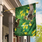 Bellbird New Zealand Personalised Garden Flag Kowhai Flower Maori Pattern